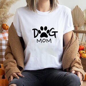 Dog Mom Tshirt With Paw Print  I Love Dogs  Puppy Tshirt  Pet Tshirt